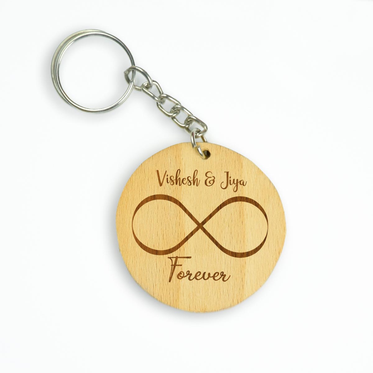 Personalized Forever Engraved Wooden Keychain Gift For Couple