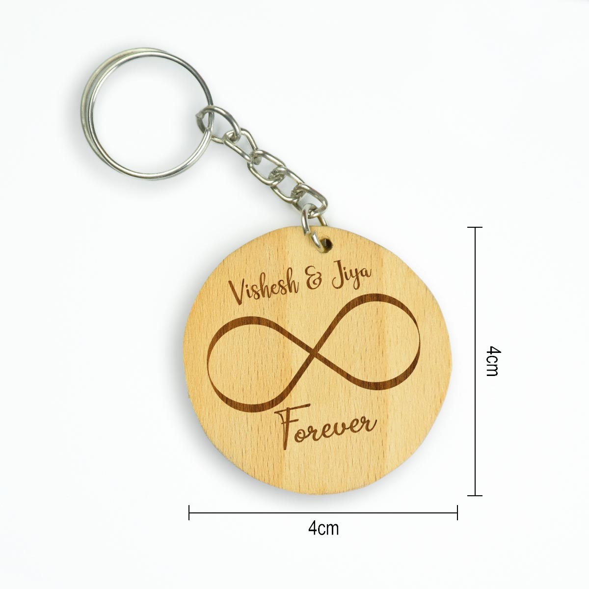 Personalized Forever Engraved Wooden Keychain Gift For Couple