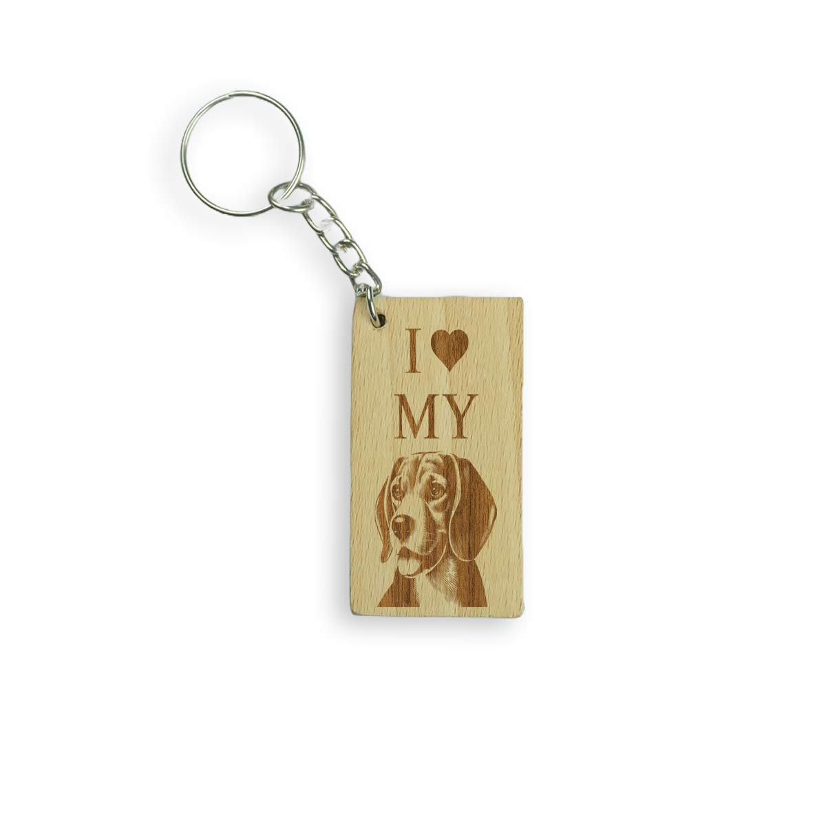 Love My Dog Engraved Wooden Keychain