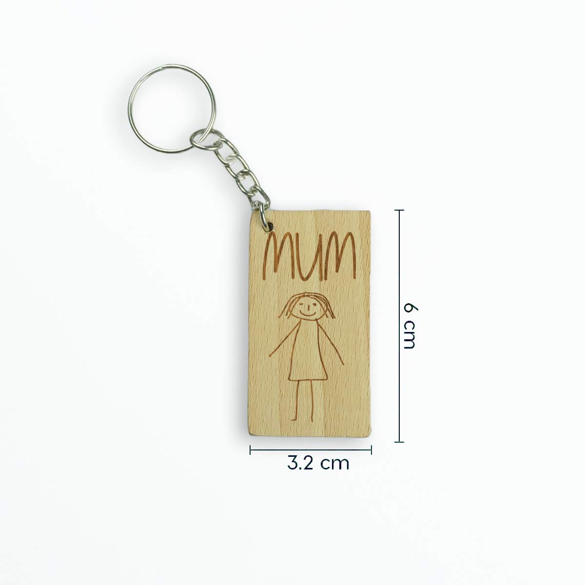 Mum Printed Engraved Wooden Keychain