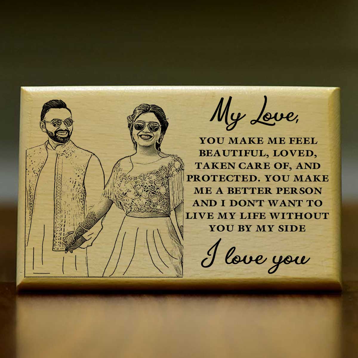 Personalized My Love Engraved Wooden Photo Frame for Valentine's Day