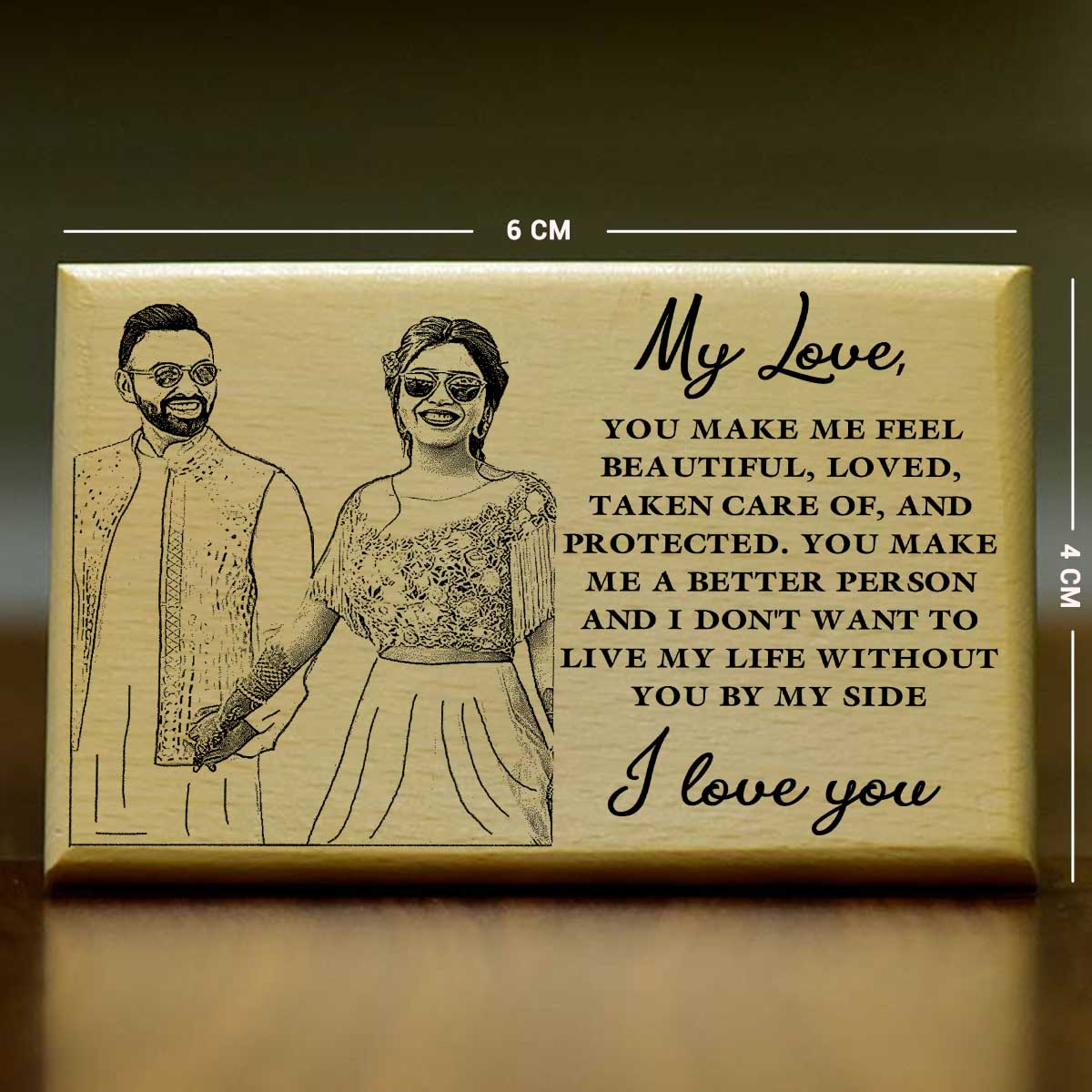Personalized My Love Engraved Wooden Photo Frame for Valentine's Day