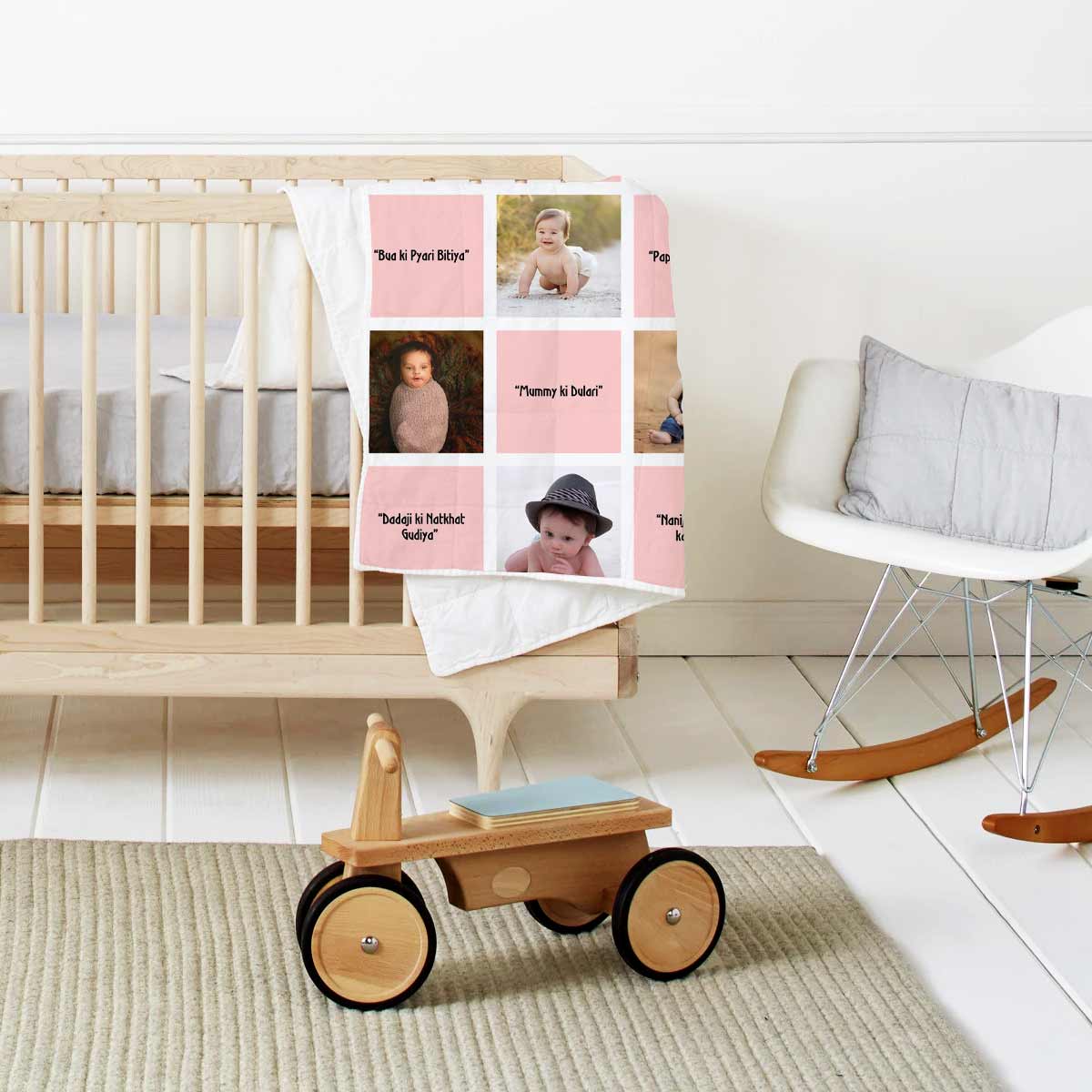 Personalized Baby Photo Pink Blanket For Baby Child