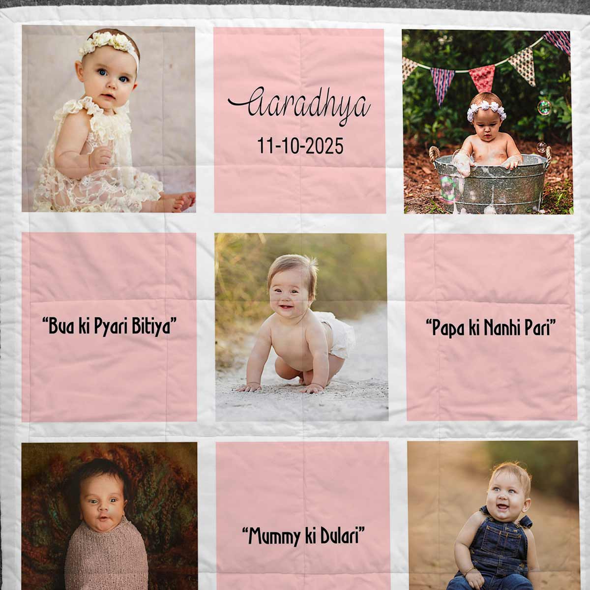 Personalized Baby Photo Pink Blanket For Baby Child