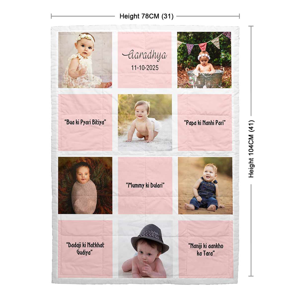 Personalized Baby Photo Pink Blanket For Baby Child