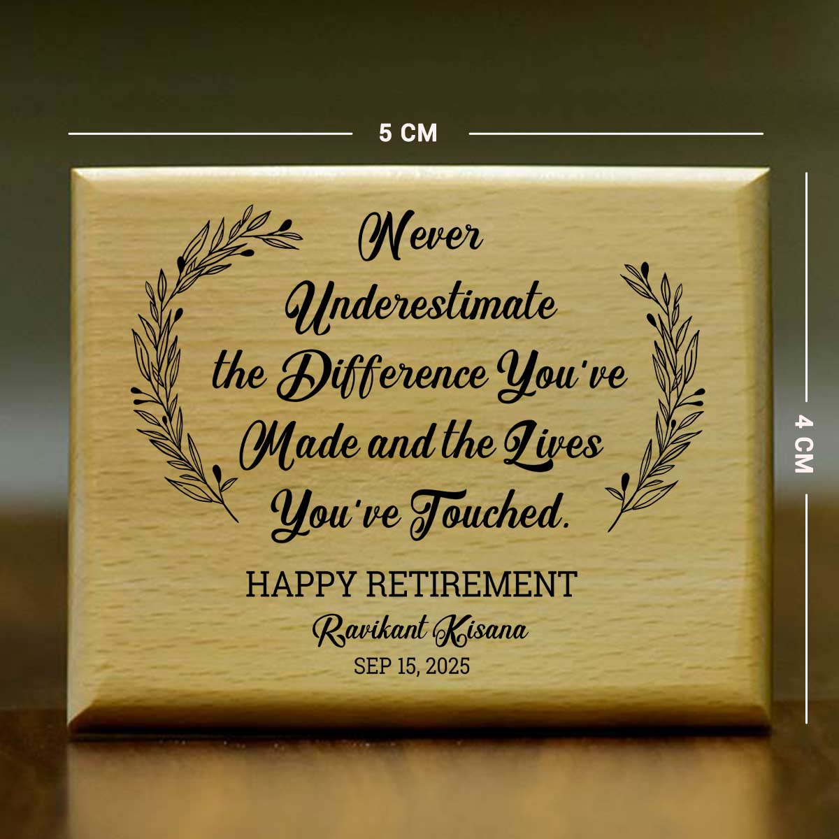 Happy Retirement With Name & Date Engraved Wooden Photo Frame