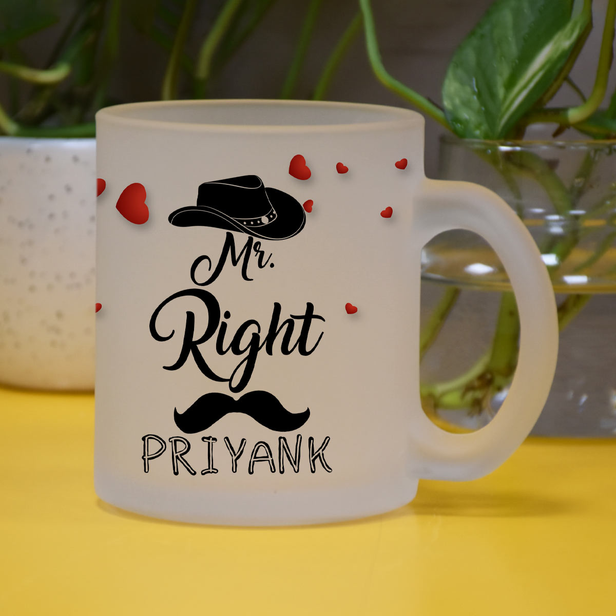Personalized Mr And Mrs Right Set Of 2 Frosted Coffee Mug For Valentine's Day