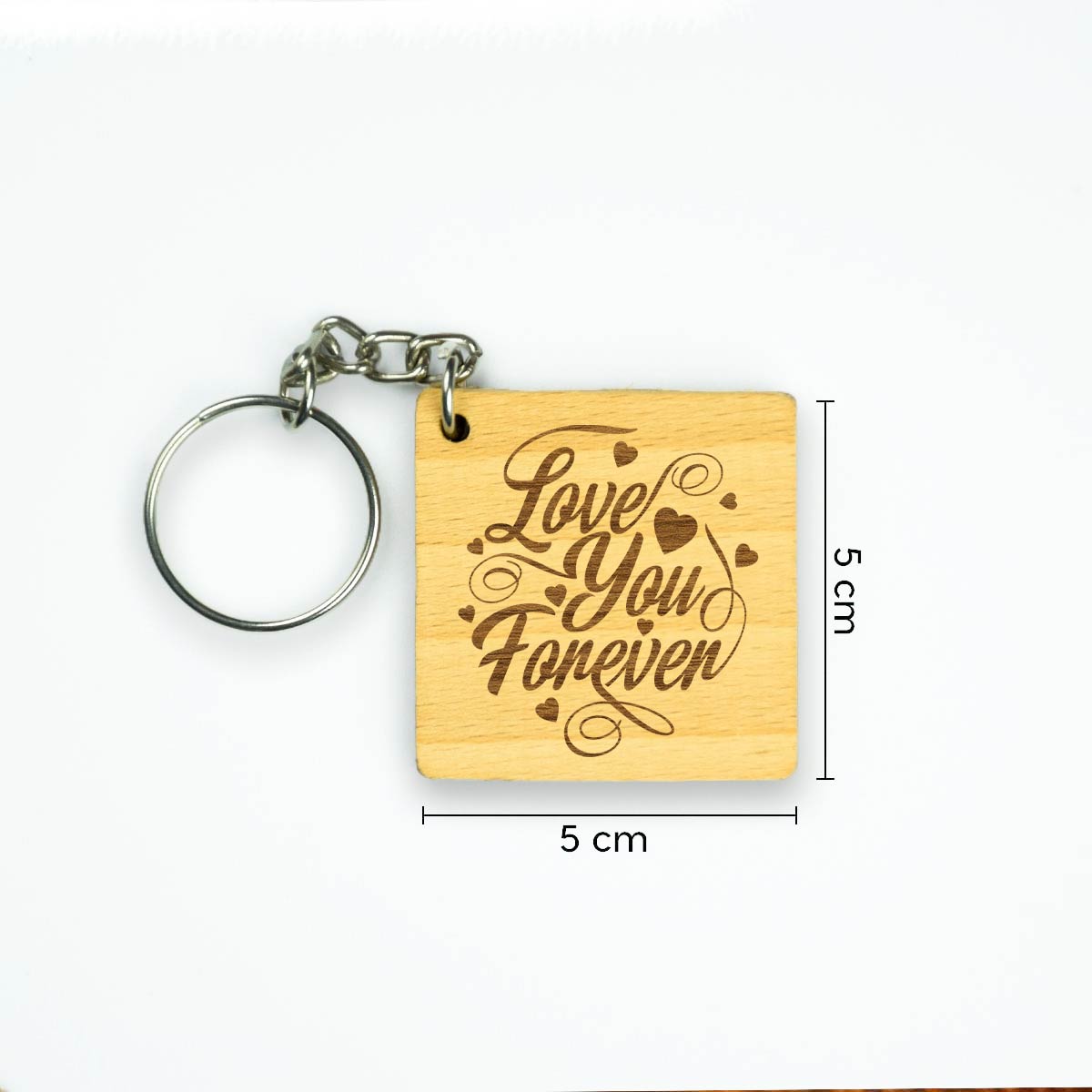 Love You Forever Engraved Wooden Keychain for Couple