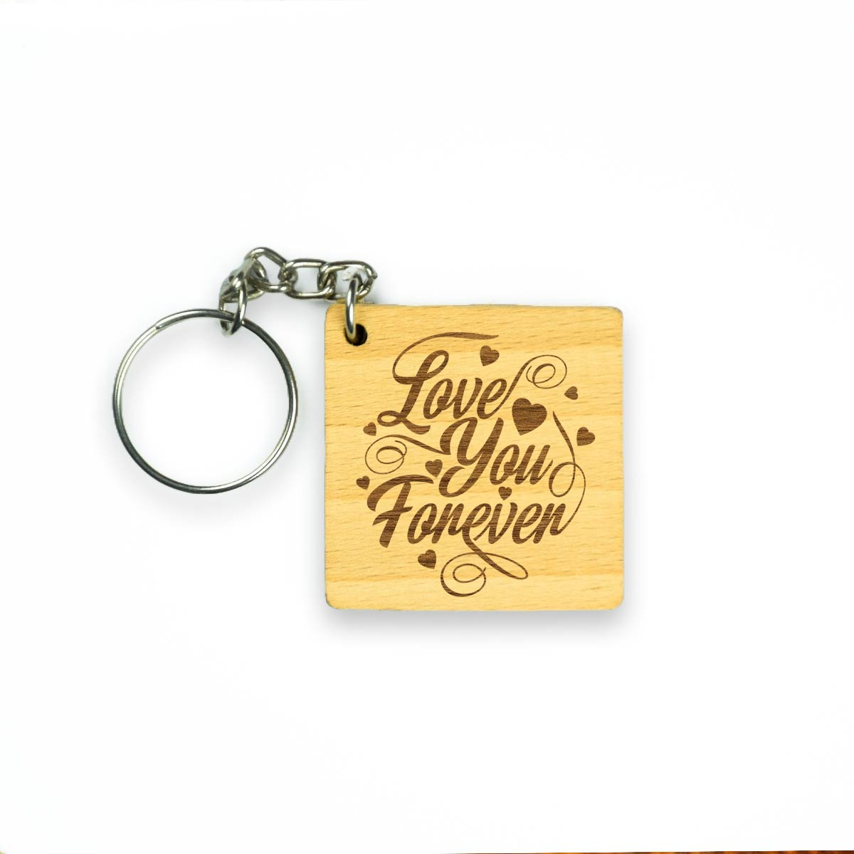 Love You Forever Engraved Wooden Keychain for Couple