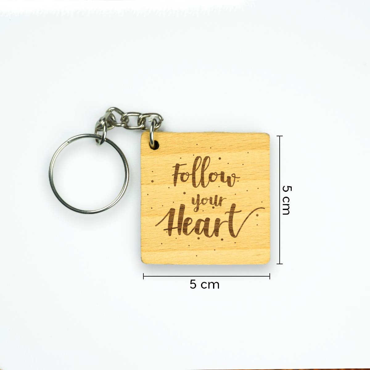 Follow Your Heart Engraved Wooden Keychain for Couple