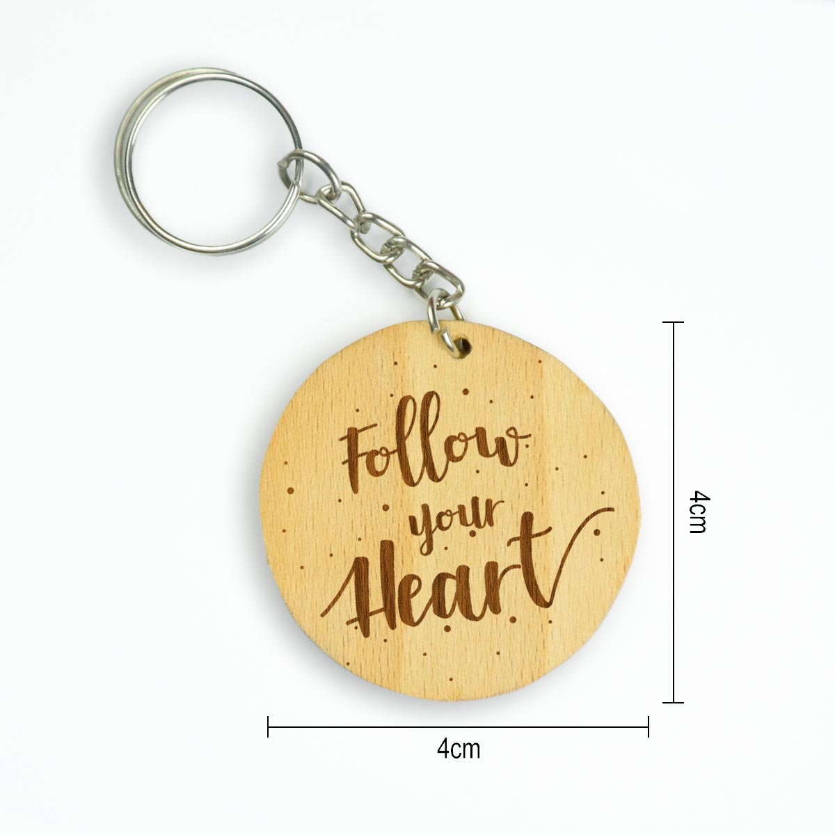 Follow Your Heart Engraved Wooden Keychain for Couple