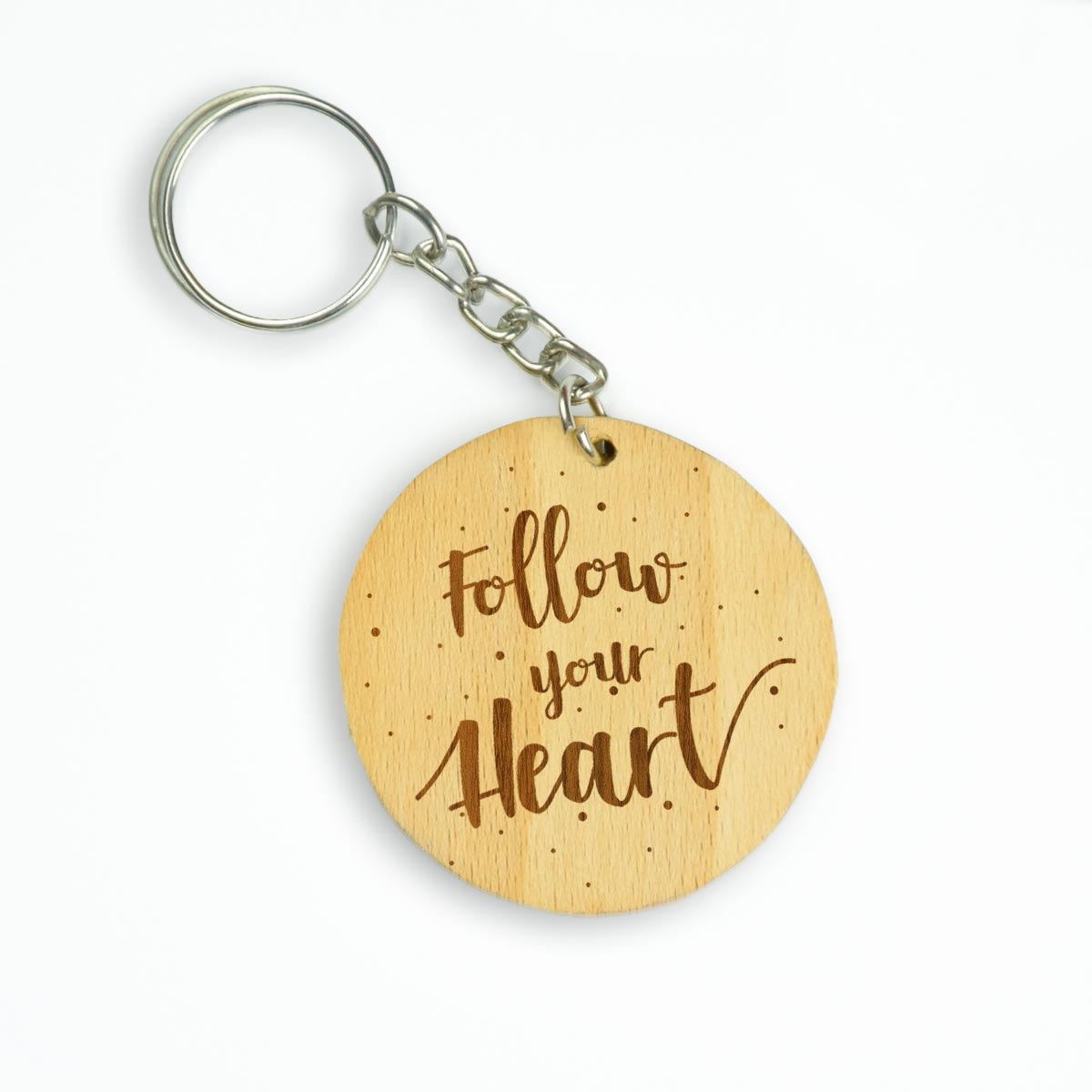 Follow Your Heart Engraved Wooden Keychain for Couple