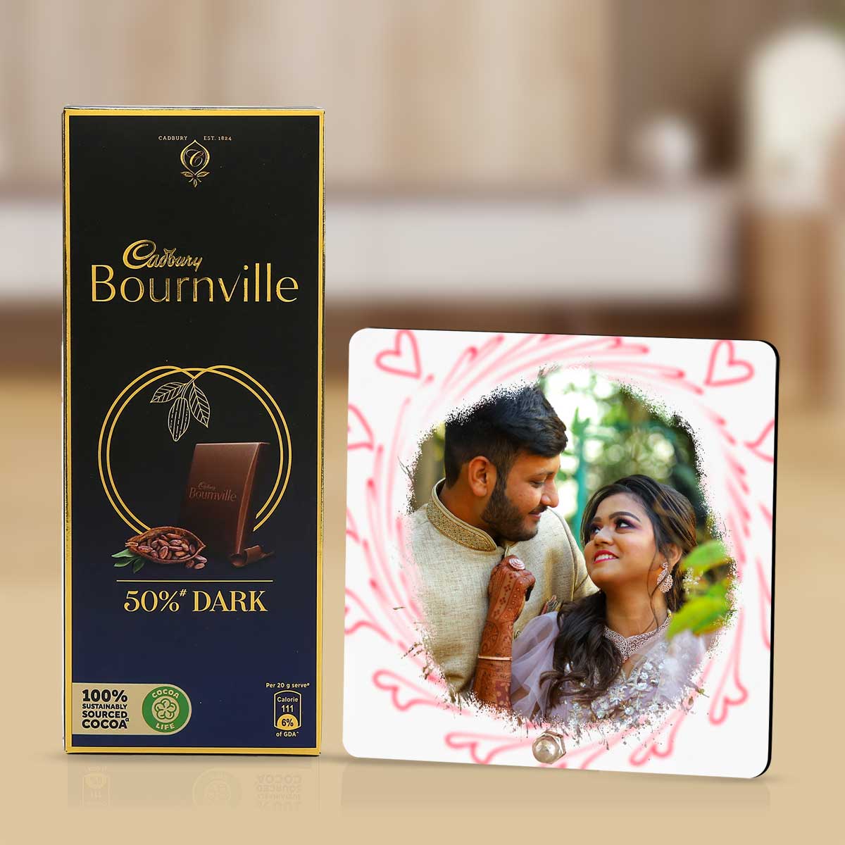 Personalized Mug, Coaster Hamper with Chocolate Gift For Couple, Friend & Family