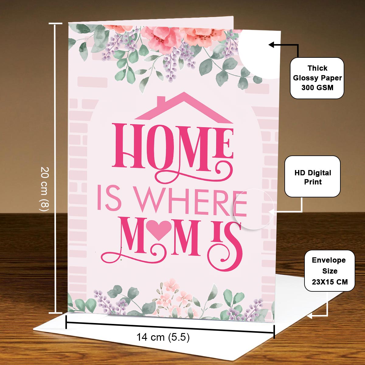 Home Is Where Mom Greeting Card & Keychain Combo Gift For Mother's Day