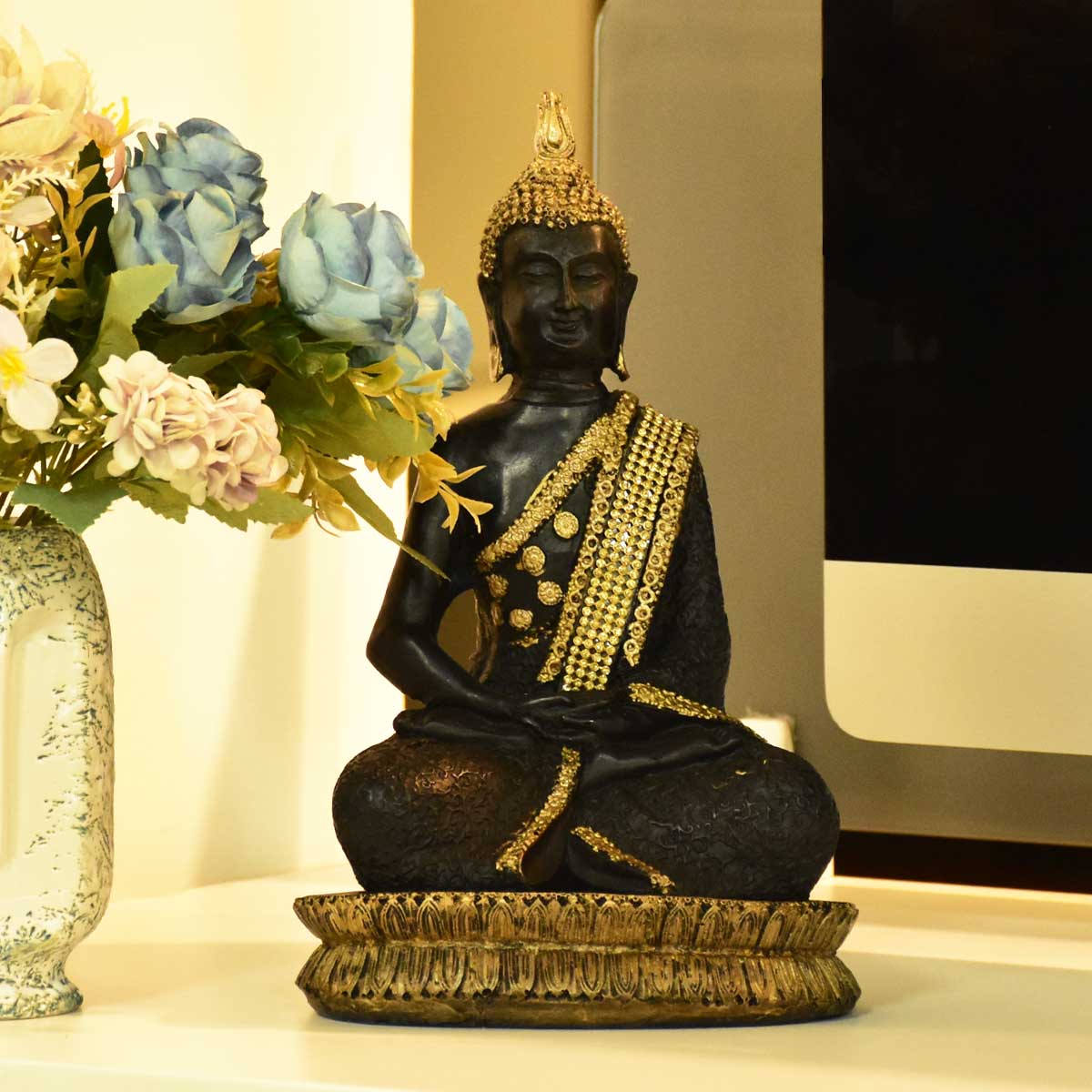 Sitting Buddha Meditation Statue Gift For Home Decor, Living Room