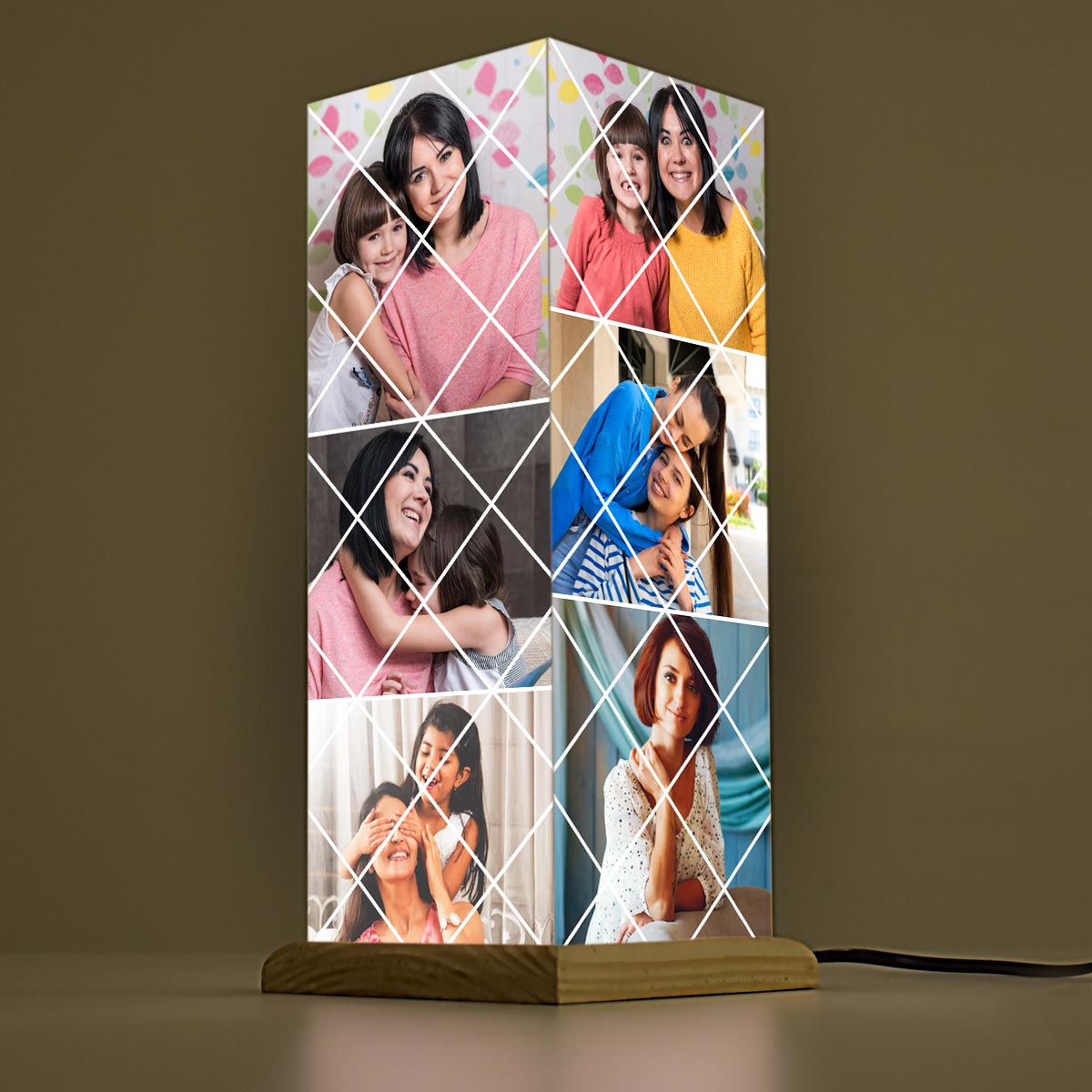 Personalized Photo Grid Puzzle Table Lamp For Mother's Day