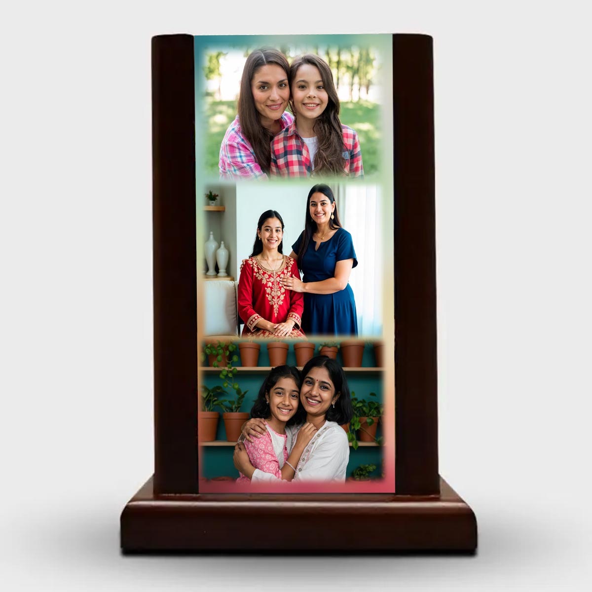 Personalized Mom & Me Photo Grid Table Lamp For Mother's Day