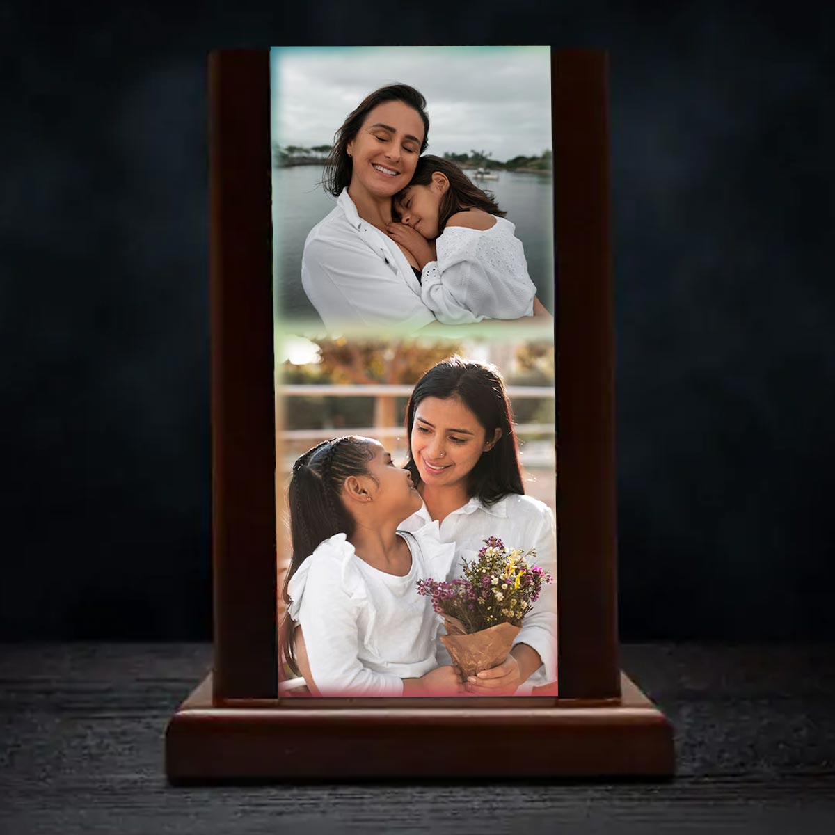 Personalized Mom & Me Photo Grid Table Lamp For Mother's Day
