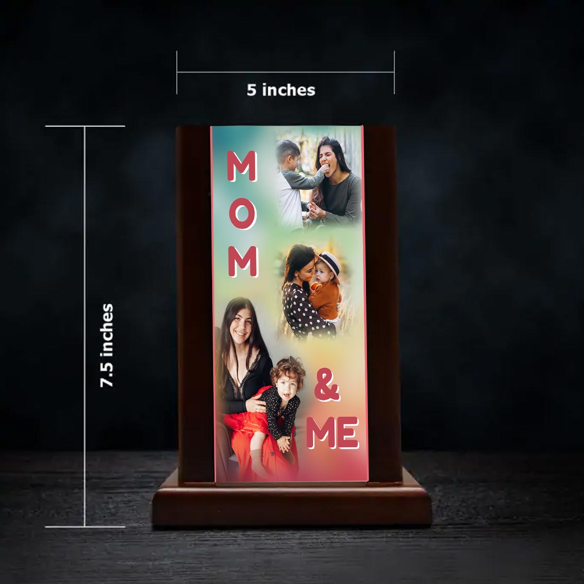 Personalized Mom & Me Photo Grid Table Lamp For Mother's Day
