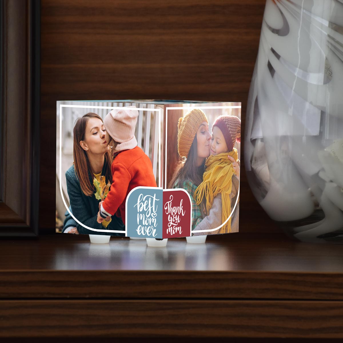 Customized I Love You Mom Photo Cube Lamp For Mother's Day