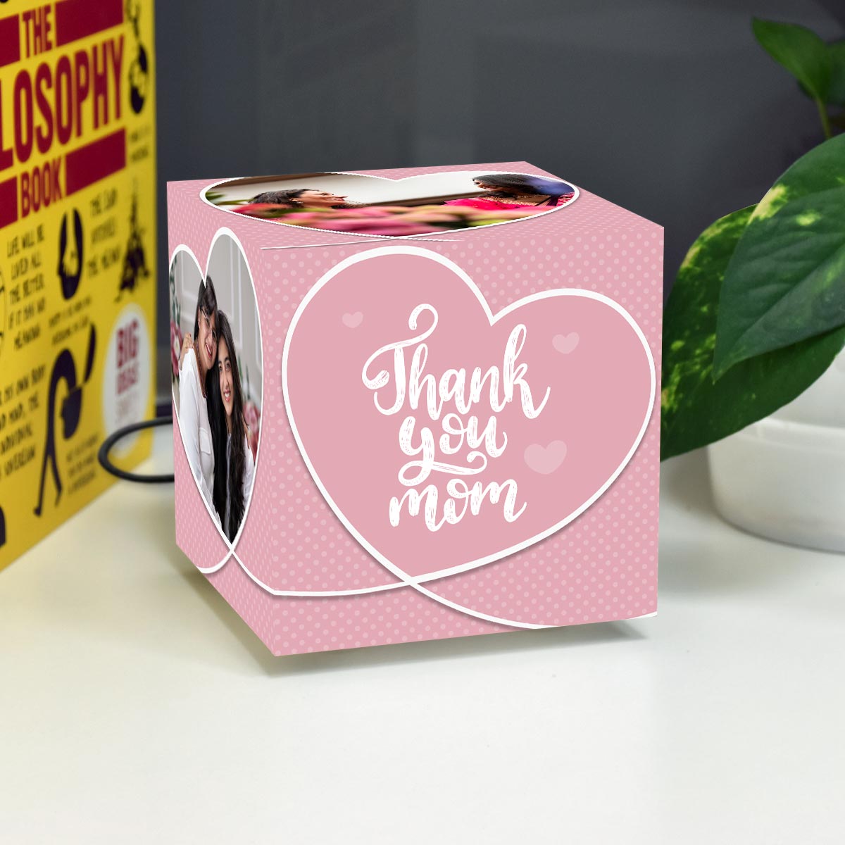 Customized Thank You Mom Heart Photo Cube Lamp For Mother's Day
