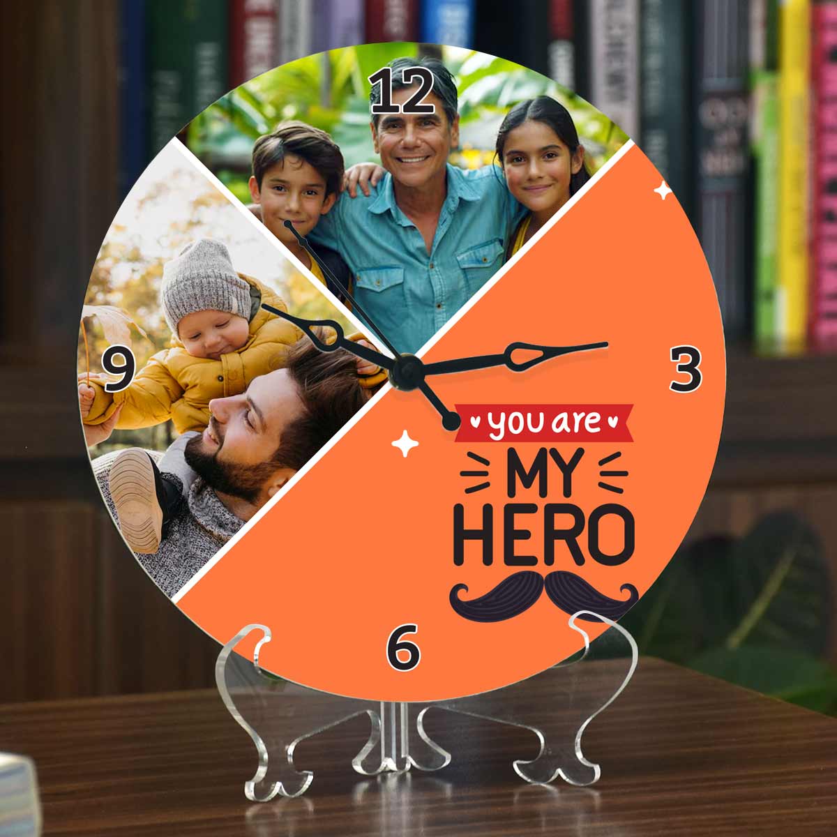 Personalized You Are My Hero Photo Wall Clock Gift For Dad