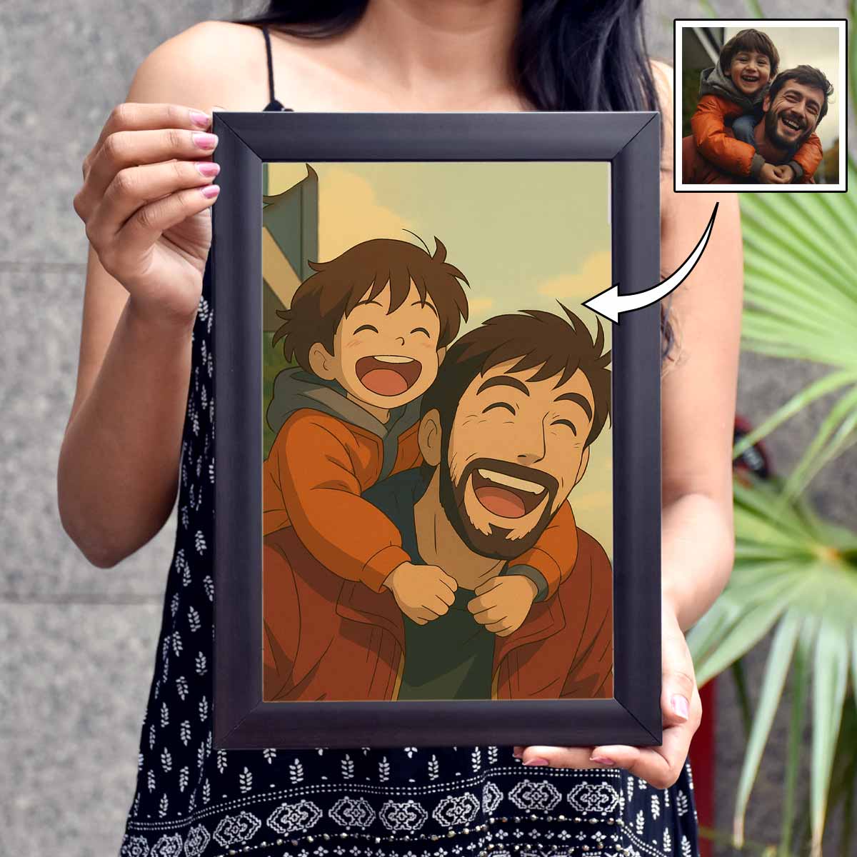 Personalized Anime Ghibli Image Poster Frame Gift For Dad