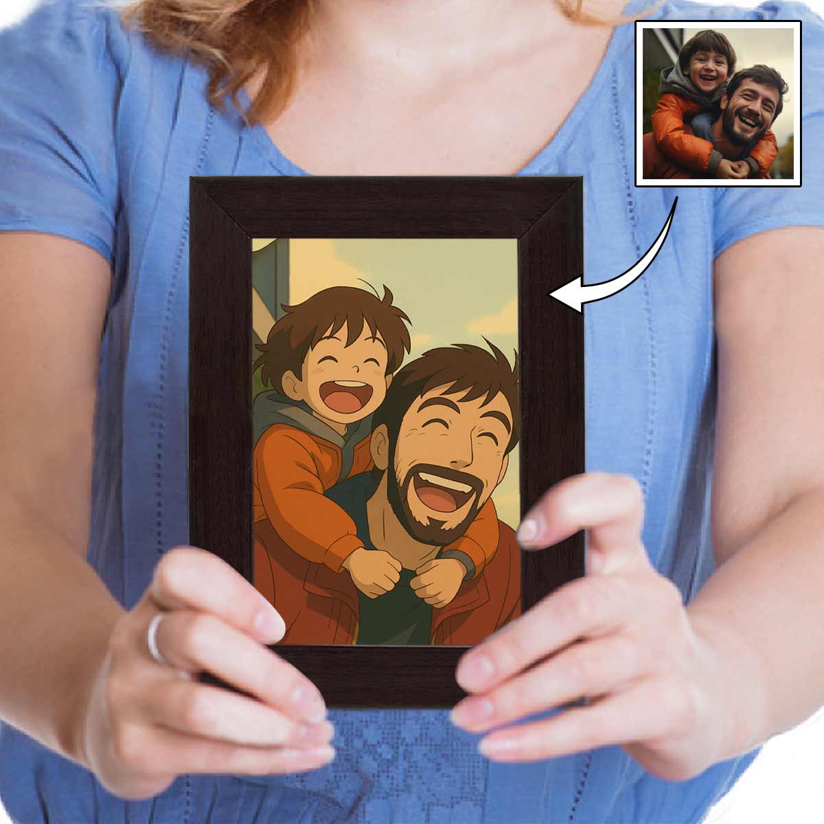 Personalized Anime Ghibli Image Poster Frame Gift For Dad