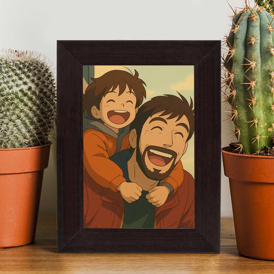 Personalized Anime Ghibli Image Poster Frame Gift For Dad