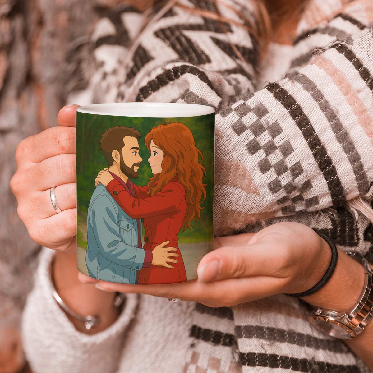 Personalized Anime Ghibli Image Coffee Mug Gift for Couple