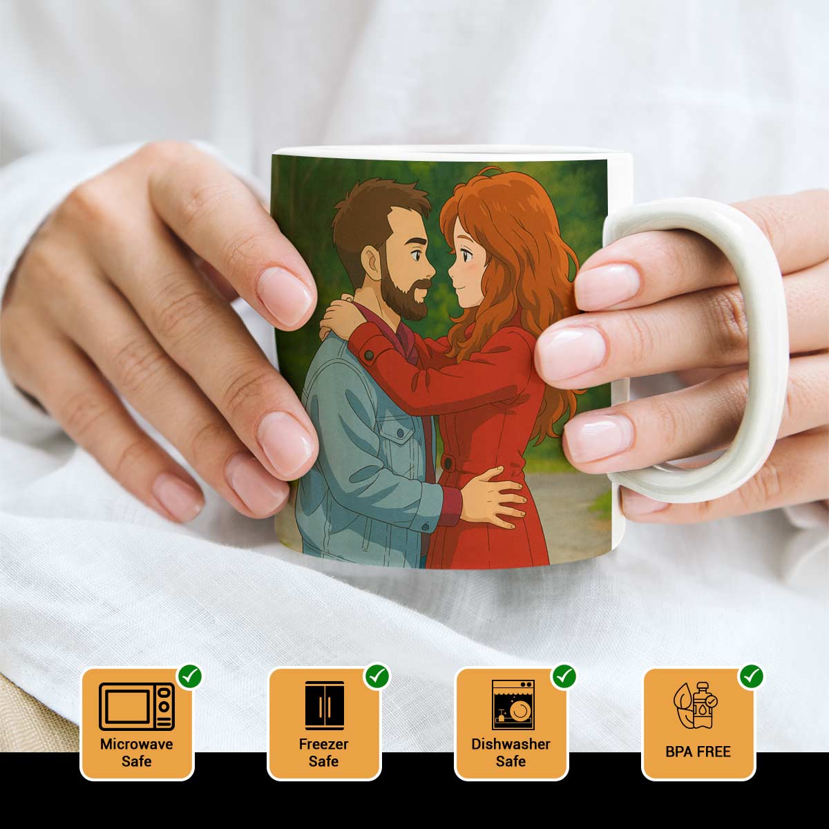 Personalized Anime Ghibli Image Coffee Mug Gift for Couple
