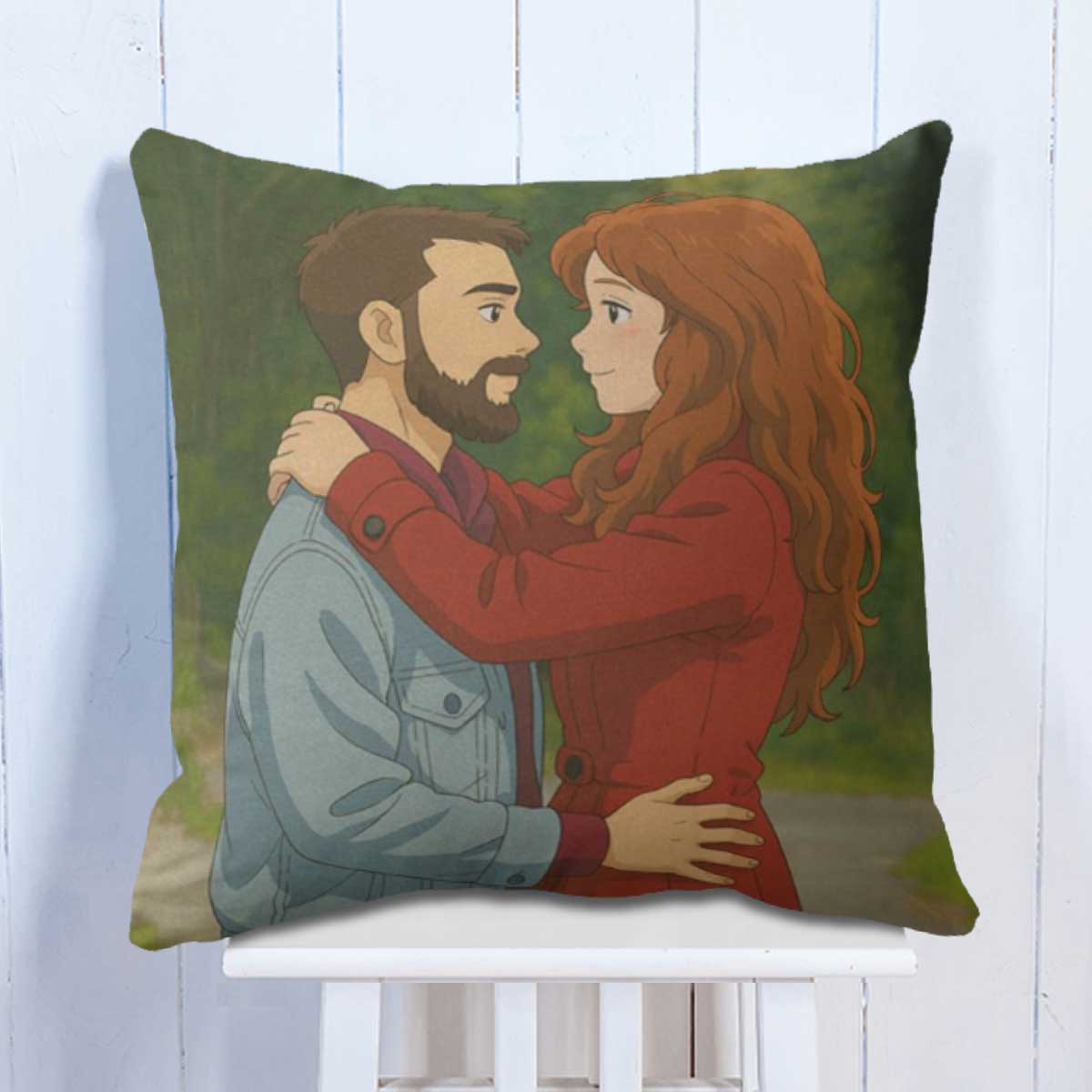 Personalized Anime Ghibli Image Cushion Gift for Couple