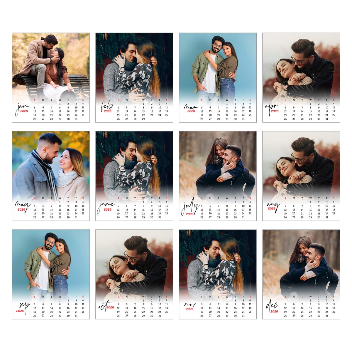 Personalized Photo Calendar Gift For Desks, Bedside Tables, Shelves