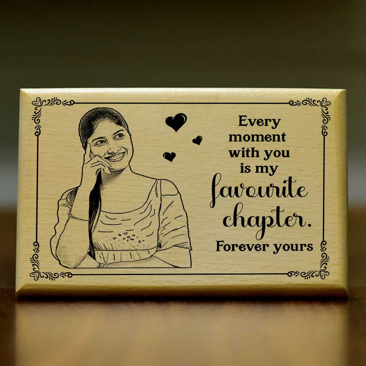 Personalized Favourite Chapter Engraved Wooden Photo Frame Gift for Couple