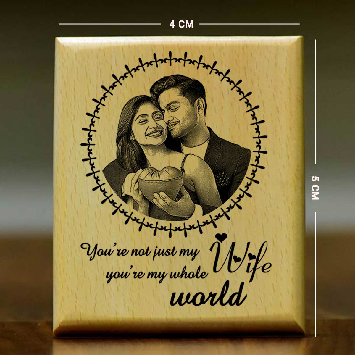 Customized My Wife My Whole World Engraved Wooden Photo Frame Gift for Wife