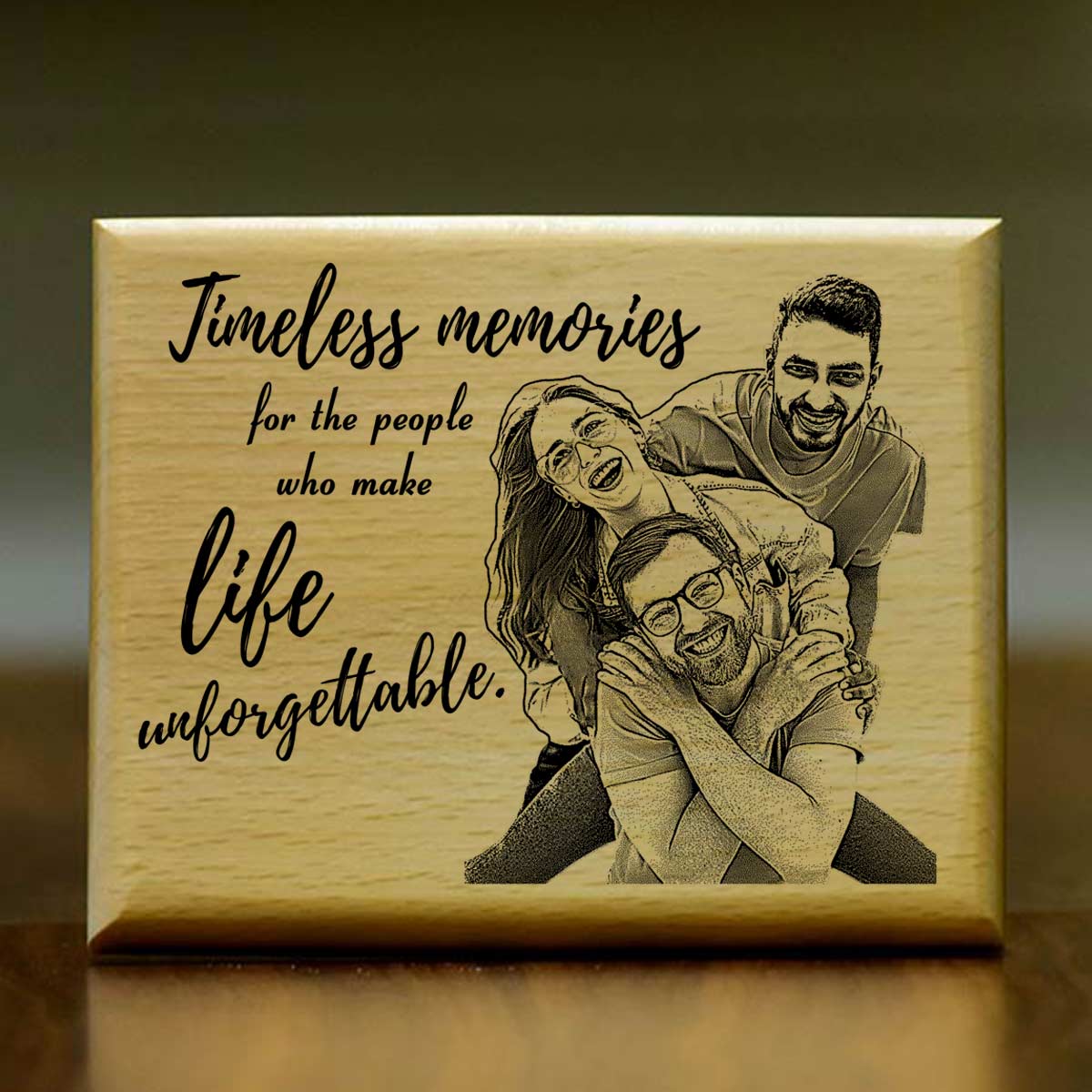 Personalized Life Unforgettable Engraved Wooden Photo Frame Gift for Friends