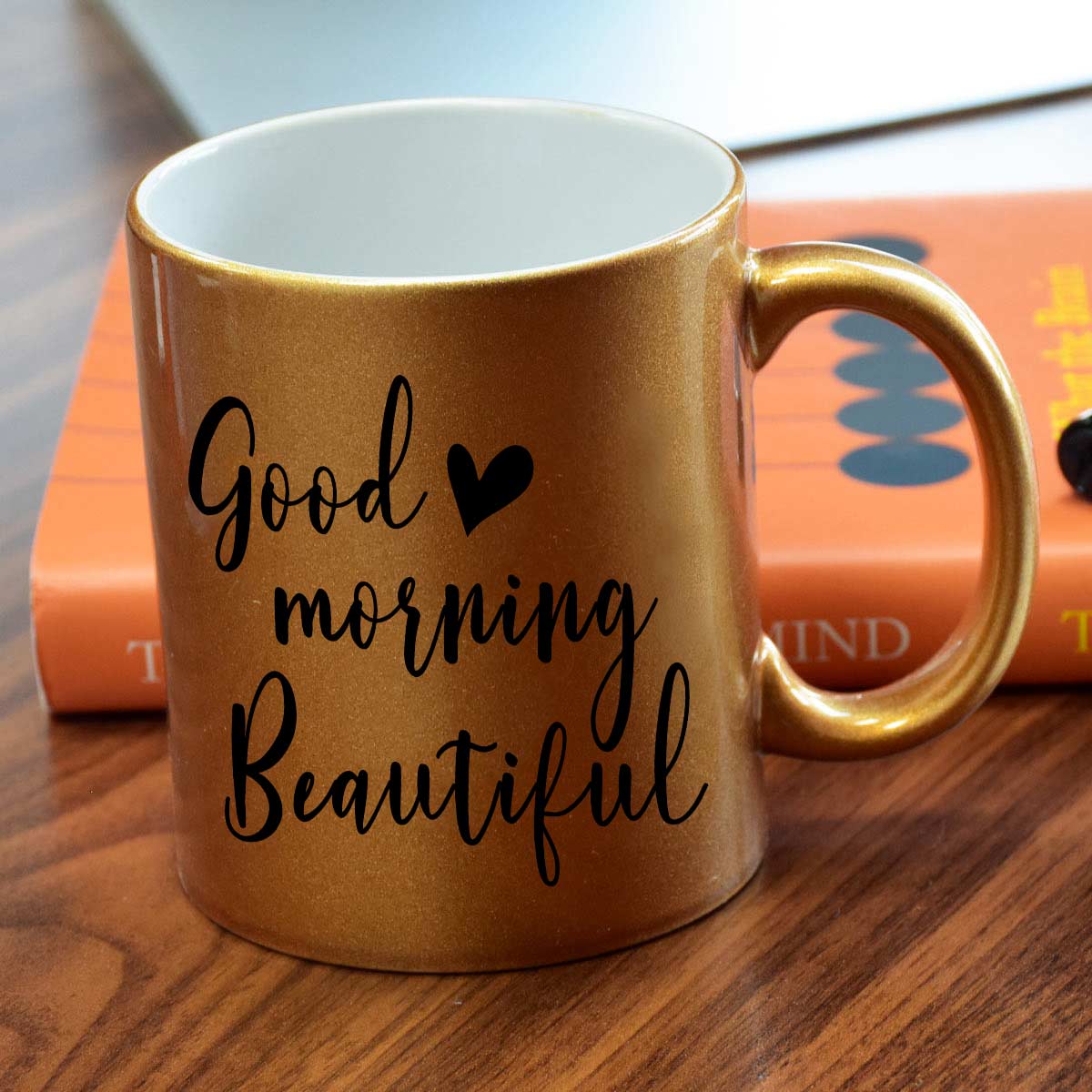 Good Morning Beautiful Golden Coffee Mug Gift For Parents, Siblings, Couple, Bf, Gf