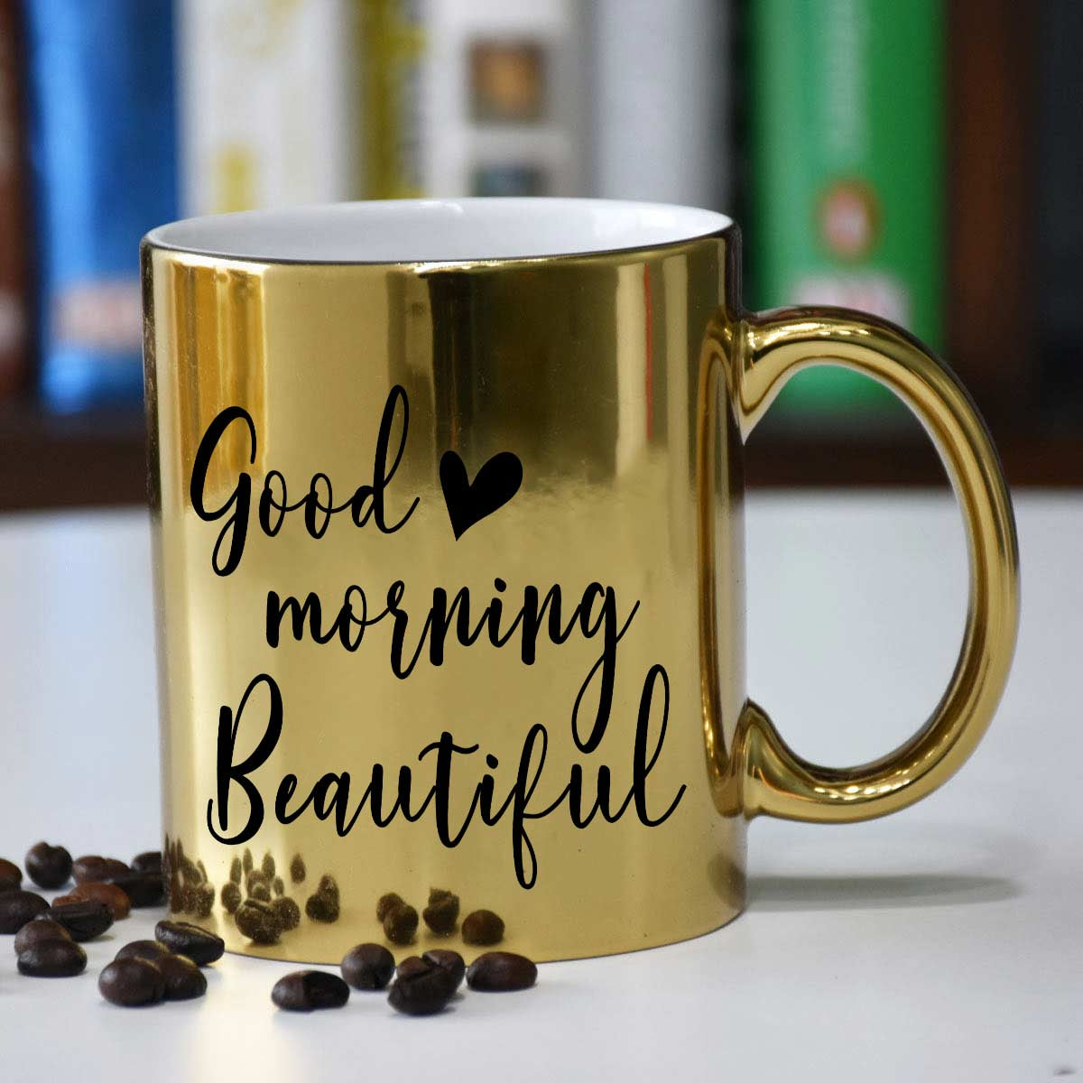 Good Morning Beautiful Golden Coffee Mug Gift For Parents, Siblings, Couple, Bf, Gf