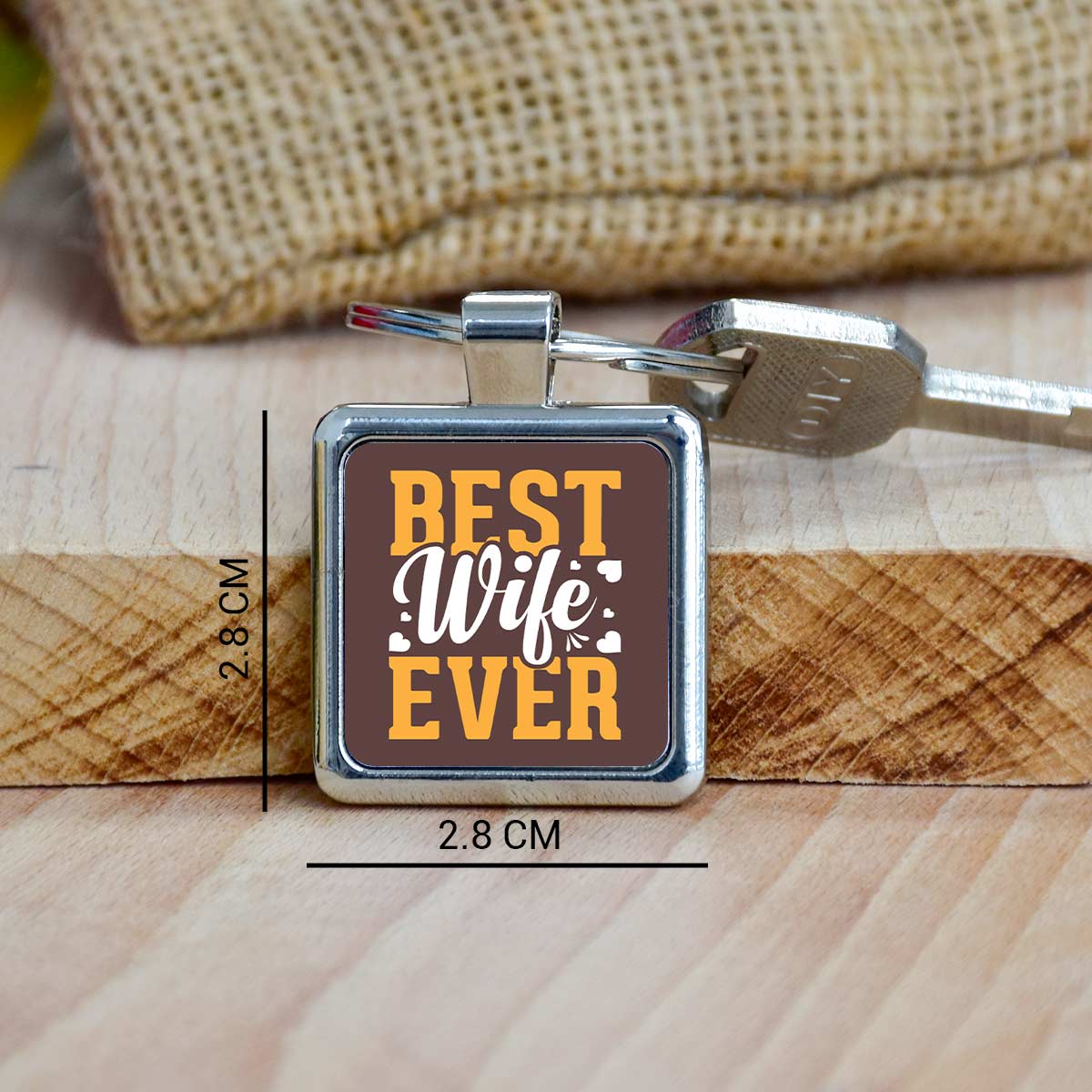 Best Wife Ever Square Metal Keychain Gift For Partner