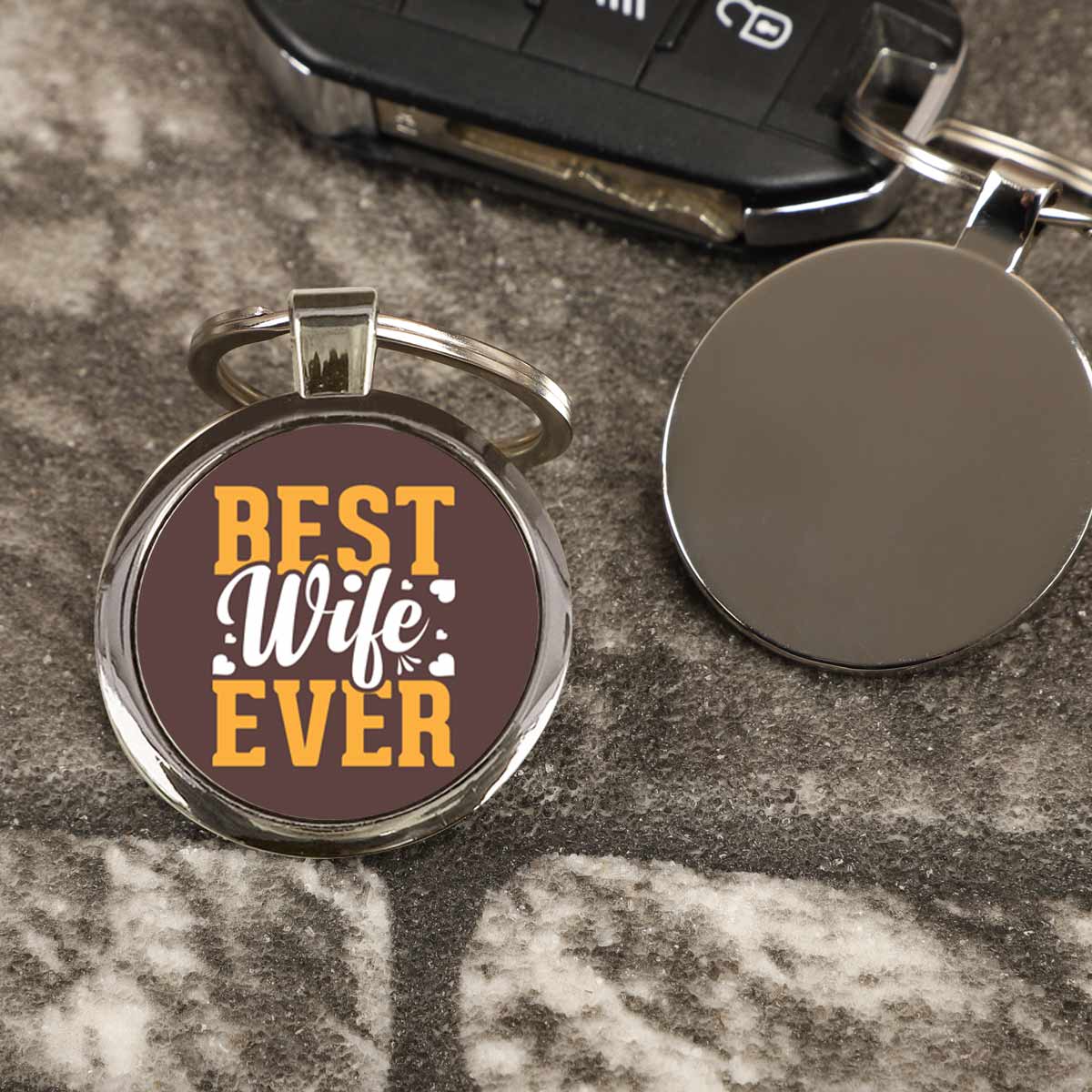 Best Wife Ever Square Metal Keychain Gift For Partner