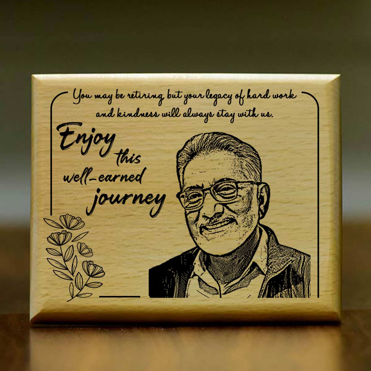 Personalized Enjoy Well Earned Journey Engraved Wooden Photo Frame Retirement Gift