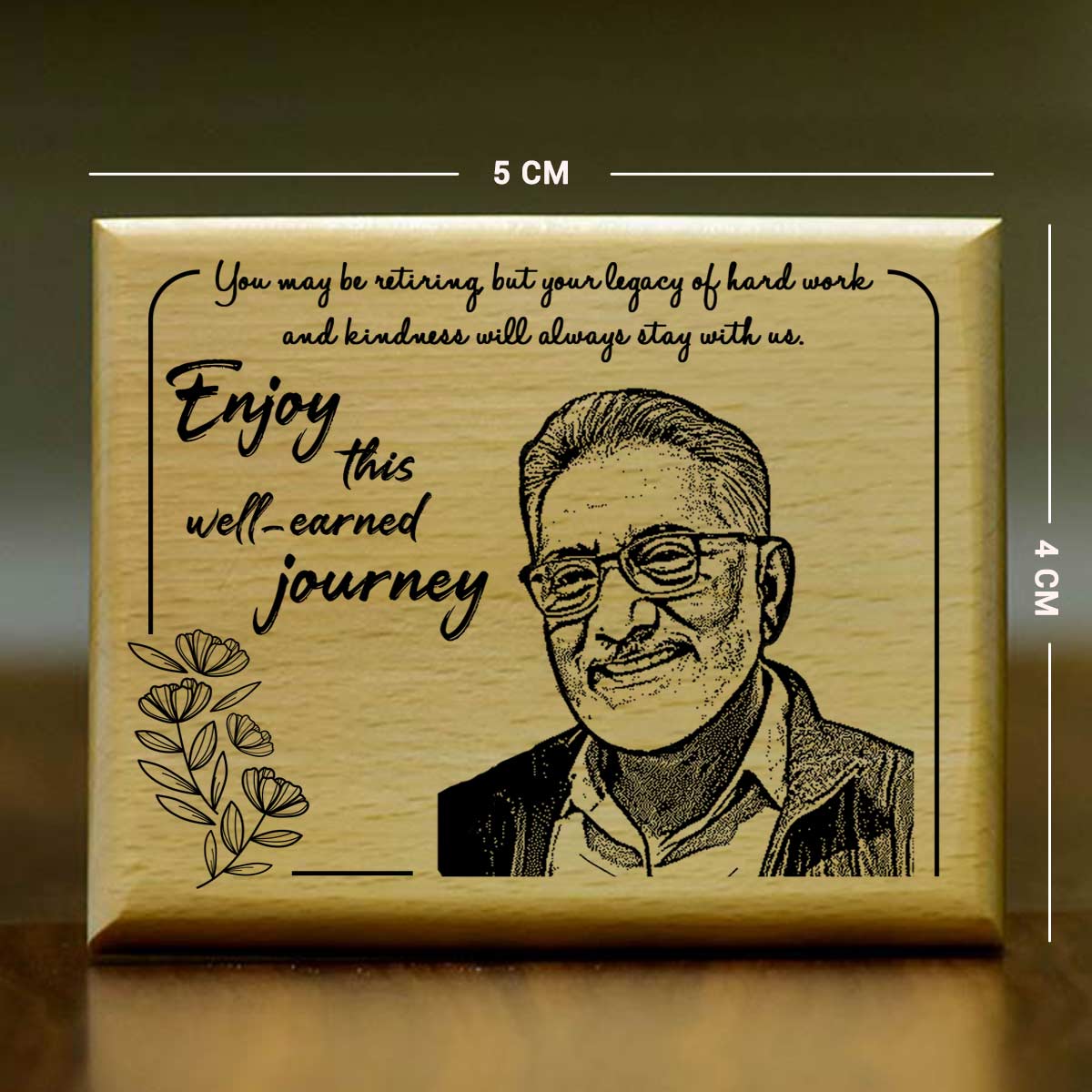 Personalized Enjoy Well Earned Journey Engraved Wooden Photo Frame Retirement Gift