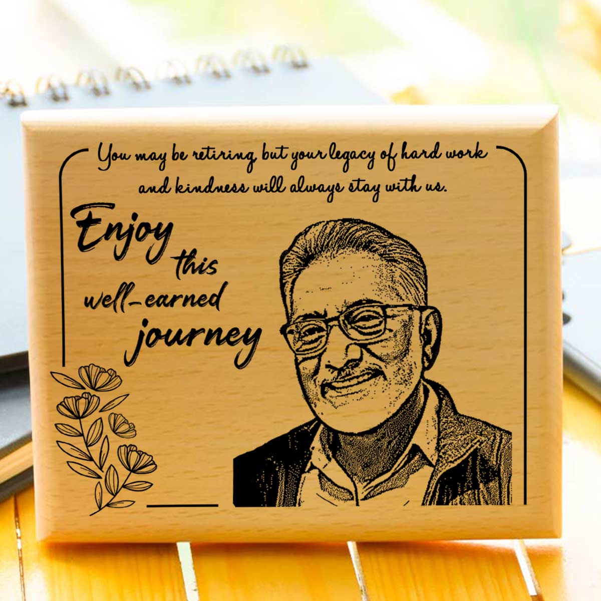 Personalized Enjoy Well Earned Journey Engraved Wooden Photo Frame Retirement Gift