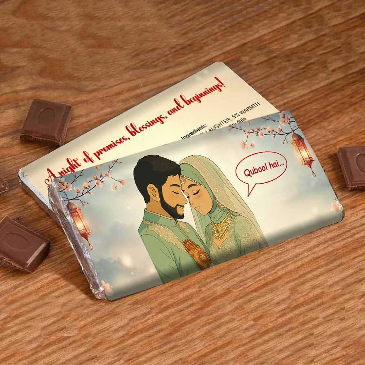 Personalized Qubool Hai Chocolate Bar Gift For Muslim Wedding