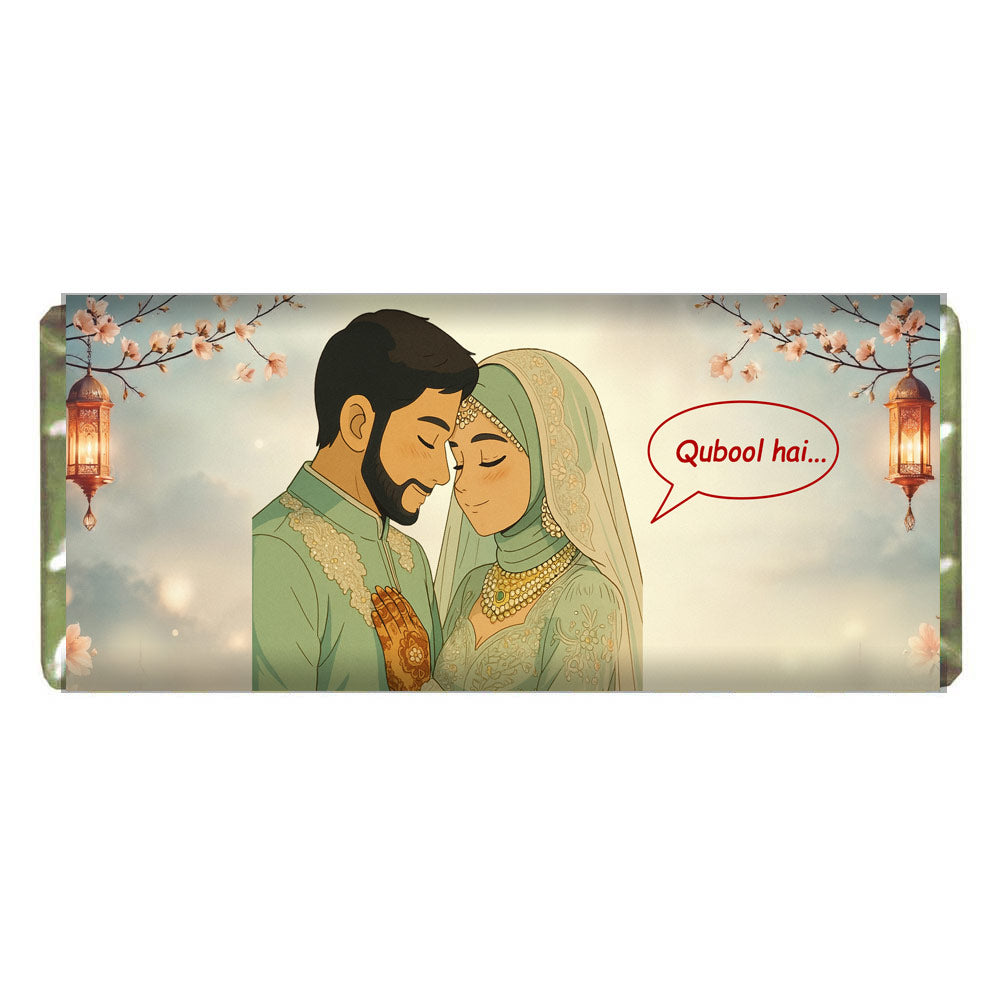 Personalized Qubool Hai Chocolate Bar Gift For Muslim Wedding