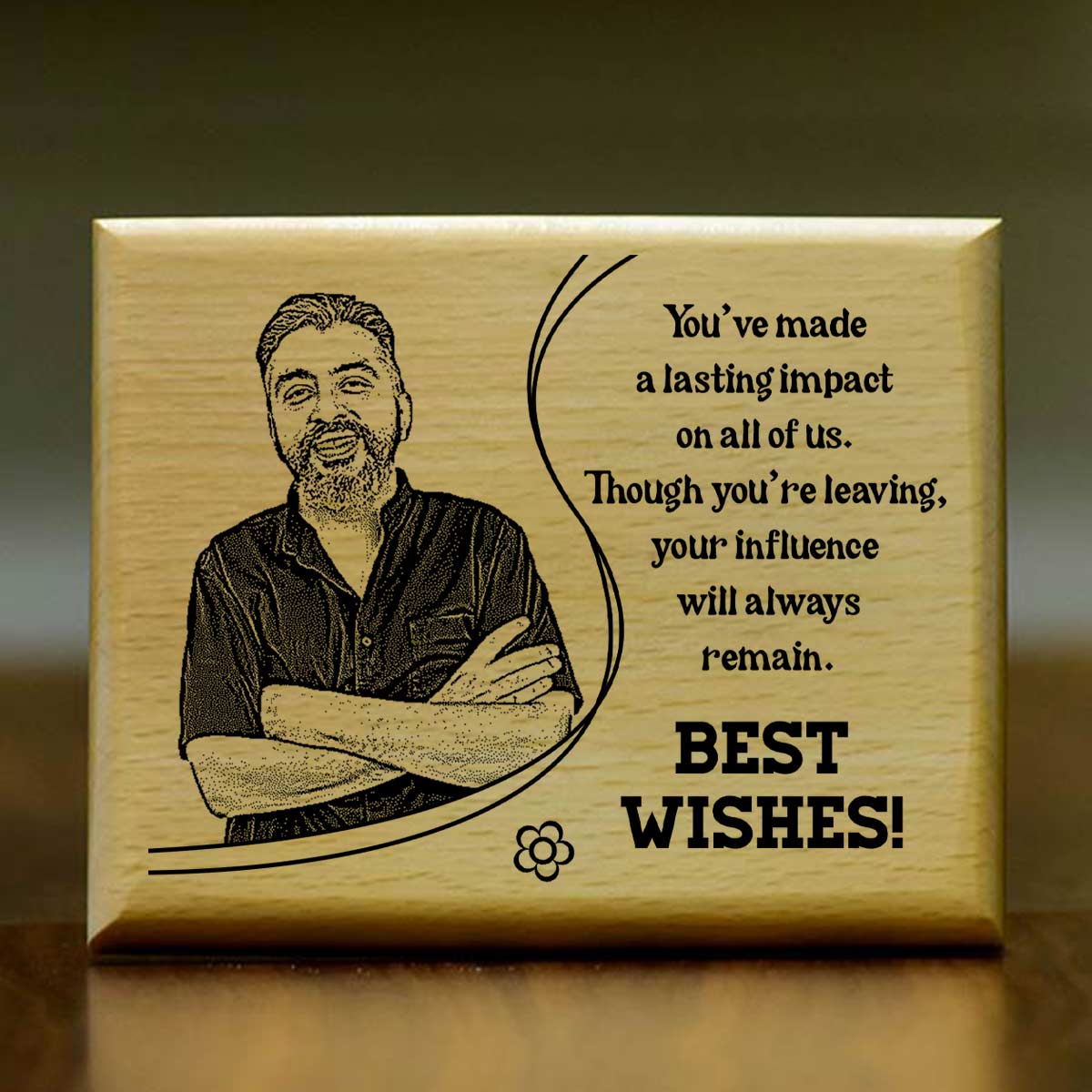 Customized Best Wishes Engraved Wooden Photo Frame Gift For Farewell