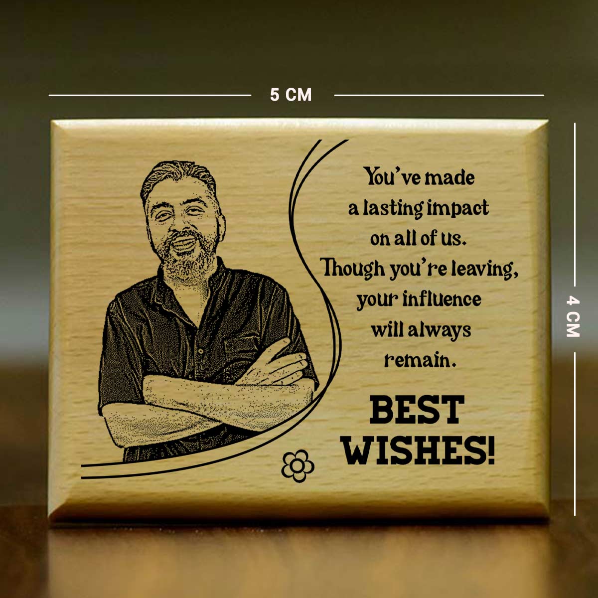 Customized Best Wishes Engraved Wooden Photo Frame Gift For Farewell