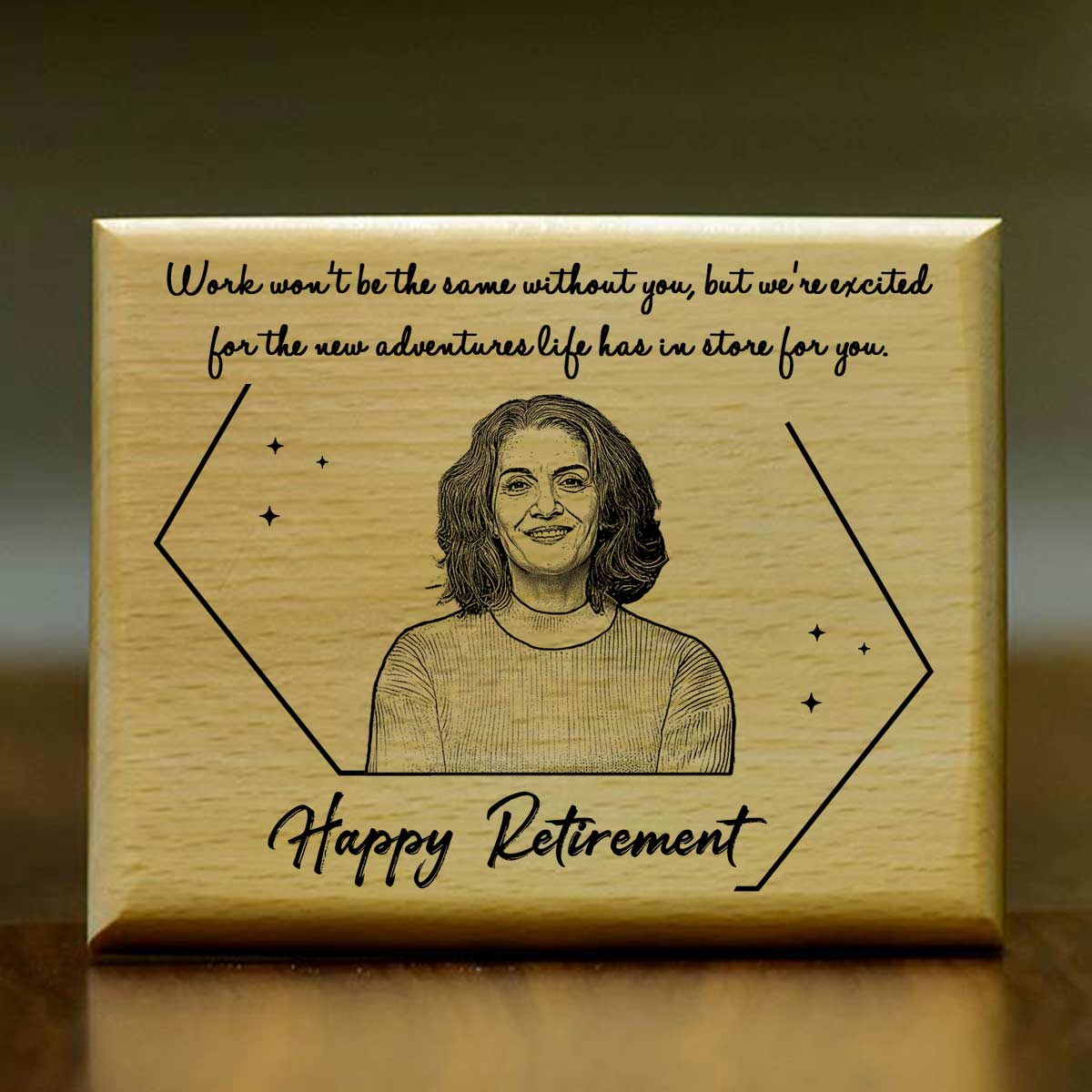 Customized Happy Retirement Engraved Wooden Photo Frame Gift For Retirement