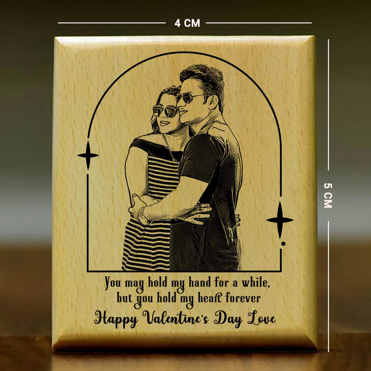 Personalized Happy Valentine's Day Love Engraved Wooden Photo Frame Gift For Couple