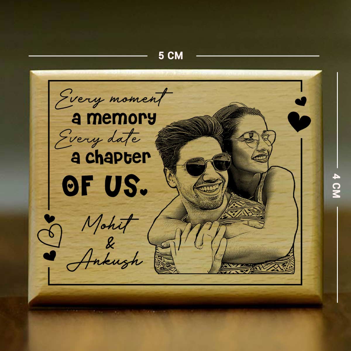 Every Moment, Every Chapter – Personalized Wooden Engraved Photo frame